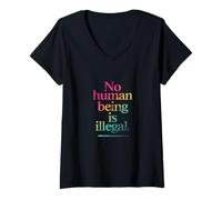 Femme Aucun être humain n'est illégal - L'original (vintage) T-Shirt avec Col en V