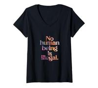 Femme Aucun être humain n'est illégal - The Original (Liberty Edition) T-Shirt avec Col en V