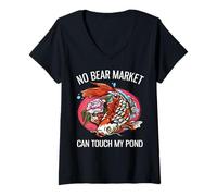 Femme Aucun marché baissier ne Peut Toucher Mon étang Un investissement Amusant T-Shirt avec Col en V