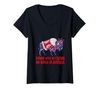 Femme Aucun Roi en Amérique : Buffalo a la Couronne T-Shirt avec Col en V