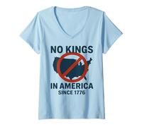 Femme Aucun roi en Amérique depuis 1776 Démocratie, millésime du 4 juillet T-Shirt avec Col en V
