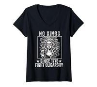 Femme aucun roi ne combat l'oligarchie Méduse, patriote féministe, femme, fille T-Shirt avec Col en V