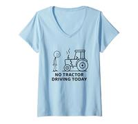Femme Aucun tracteur ne conduit aujourd'hui Farmer Farming Dad Men Grandpa T-Shirt avec Col en V