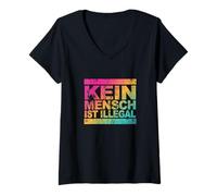 Femme Aucune Personne n'est illégale - déclaration Contre Le racisme. T-Shirt avec Col en V