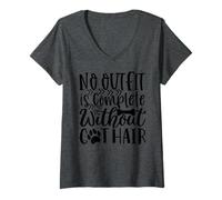 Femme Aucune Tenue n'est complète sans Les Amateurs de Poils de Chien T-Shirt avec Col en V