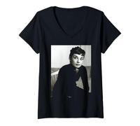 Femme Audrey Hepburn Petit-déjeuner chez Tiffany's Actress 1954 T-Shirt avec Col en V