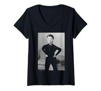 Femme Audrey Hepburn Prend Le Petit déjeuner chez Tiffany's, Actrice et icône de la Mode T-Shirt avec Col en V