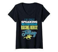 Femme Aujourd’Hui Je Parle à Mon Cheval de Course T-Shirt avec Col en V