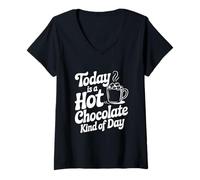 Femme Aujourd'hui, C'est Une journée au Chocolat Chaud, Cozy Vibes T-Shirt avec Col en V
