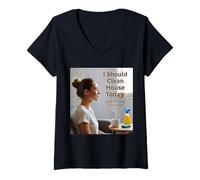 Femme Aujourd'hui, C'est Une journée de ménage avec CoffeeDay Vibes T-Shirt avec Col en V