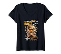 Femme Aujourd'hui, C'est Une journée Idiote où Je Vais être occupé, Messy Bun Duck T-Shirt avec Col en V