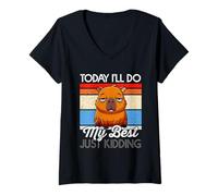 Femme Aujourd'hui, Je Ferai de Mon Mieux, Just Kidding Funny Lazy T-Shirt avec Col en V