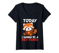 Femme Aujourd'hui, je veux être un panda roux T-Shirt avec Col en V