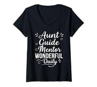 Femme Aunt Guide Mentor Wonderful Daily - Retro Family Bond Auntie T-Shirt avec Col en V