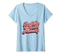 Femme Aunt Tifa Says Smash The Patriarchy Feminist Protest Design T-Shirt avec Col en V