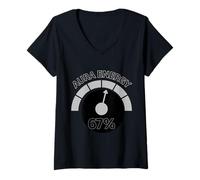 Femme Aura Energy à 67 Ans Six Sept Vibrations d'argot Alpha de la génération des mèmes T-Shirt avec Col en V