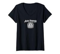 Femme Aura Farming Retro Internet Culture Esthétique T-Shirt avec Col en V