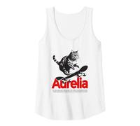 Femme AURELIA - Joli nom de fille avec un chat & un skateboard Débardeur