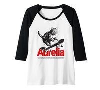 Femme AURELIA - Joli nom de fille avec un chat & un skateboard Manche Raglan