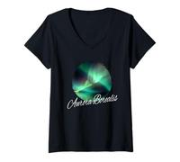 Femme Aurora Borealis I Aurora Borealis Islande Vacances T-Shirt avec Col en V