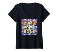Femme Aussi Stupide qu'un Rocher T-Shirt avec Col en V