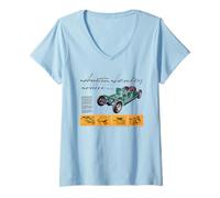 Femme Austin-Healey Sprite MKII Dessins Techniques rétro T-Shirt avec Col en V
