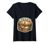 Femme Austin Texas Souvenir City State Capital Souvenir Vintage T-Shirt avec Col en V