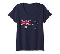 Femme Australia Flag Australian Aussie Union Jack Southern Cross T-Shirt avec Col en V