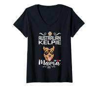 Femme Australian Kelpie Mama Dog Lover Puppy Dog Mom Mothers Day T-Shirt avec Col en V