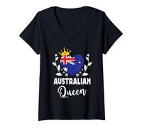 Femme Australian Queen Australia Flag Proud Australian Woman T-Shirt avec Col en V