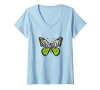 Femme Australie Cairns Birdwing Papillon Outback Animaux Souvenir T-Shirt avec Col en V