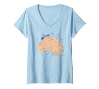 Femme Australie Maison Australie Vacances vers Australie Carte T-Shirt avec Col en V