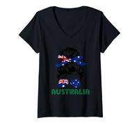 Femme Australie T-Shirt Aussi Australian Outback Down Under T-Shirt avec Col en V