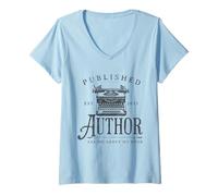 Femme Auteur publié Demandez-Moi sur Mon Livre Machine à écrire Vintage T-Shirt avec Col en V