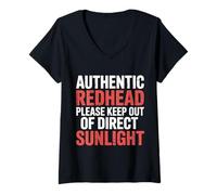 Femme Authentic Redhead Please Keep Out of Direct Sunlight - T-Shirt avec Col en V