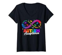 Femme Autism Awareness Acceptance Shirt Infinity Symbol Man Women T-Shirt avec Col en V