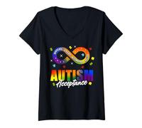 Femme Autism Awareness Acceptance Shirt Infinity Symbol Man Women T-Shirt avec Col en V