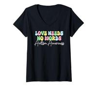Femme Autism Awareness Shirt Women Autism Tshirt Autism Acceptance T-Shirt avec Col en V
