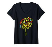 Femme Autism Awareness Sunflower Men Women Kids Autism Sunflower T-Shirt avec Col en V