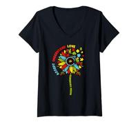Femme Autism Awareness Sunflower Men Women Kids Autism Sunflower T-Shirt avec Col en V
