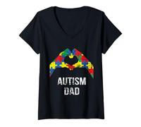 Femme Autism Dad, C'est Bien d'être différent Mois de Sensibilisation à l'Autisme T-Shirt avec Col en V