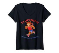 Femme Autism Elopement Unexpected Workout Funny Running Bear T-Shirt avec Col en V