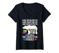 Femme Autism Mama Bear I Will Speal Fight Advocate for You T-Shirt avec Col en V