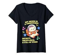 Femme Autism Pride Hérisson Astronaute - Chibi Hérisson T-Shirt avec Col en V