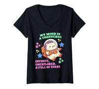 Femme Autism Pride Hérisson Astronaute - Chibi Hérisson T-Shirt avec Col en V