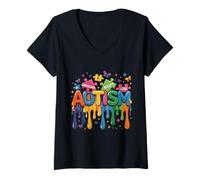 Femme Autisme Accepter Comprendre Aimer Sensibilisation aux TSA T-Shirt avec Col en V
