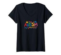 Femme Autisme Accepter Comprendre la Conception de Sensibilisation à l'amour T-Shirt avec Col en V