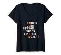 Femme Autisme Darwin Jung Newton Edison Einstein Newton Mozart T-Shirt avec Col en V