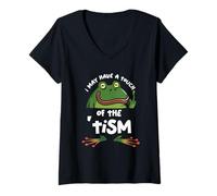 Femme Autisme et neurodiversité : grenouille, j'ai peut-être une touche de tisme T-Shirt avec Col en V