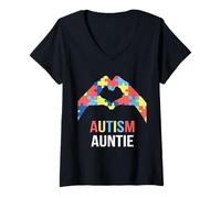 Femme Autisme, Tante, C'est Normal d'être différente Mois de Sensibilisation à l'Autisme T-Shirt avec Col en V